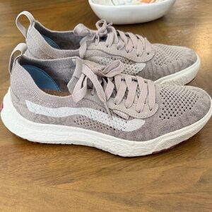 Vans Women’s Knit Lace-Up Sneaker in Light Taupe
